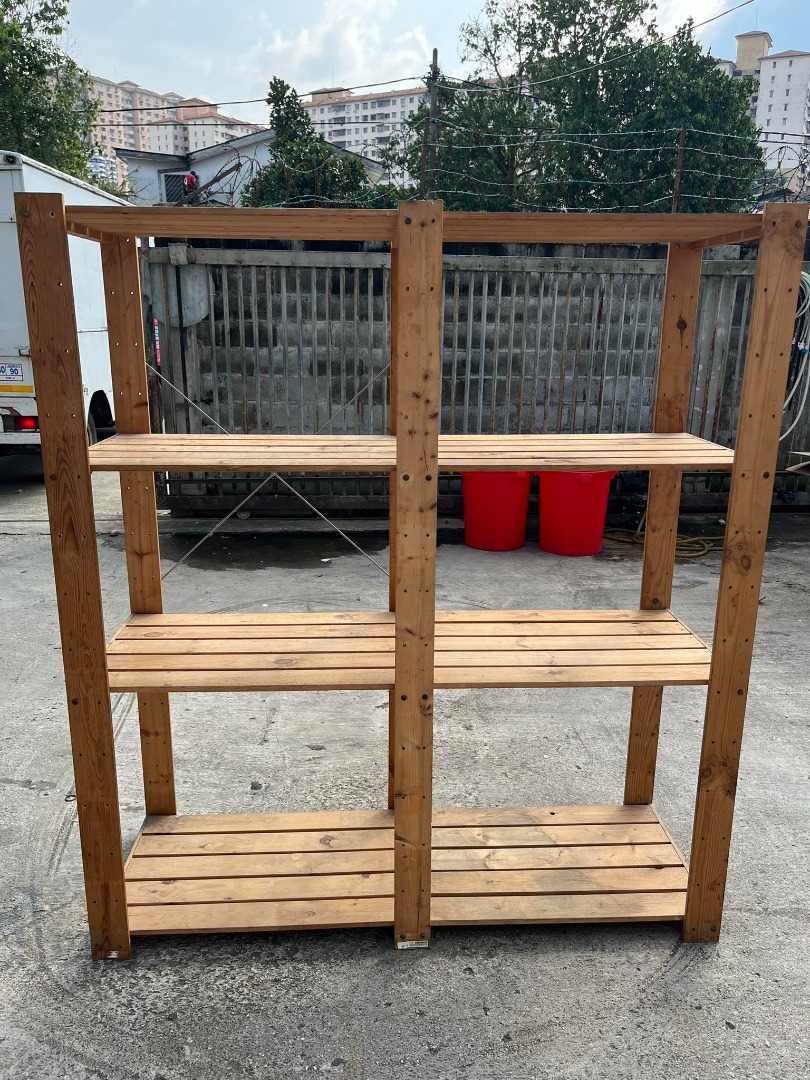 (IKEA) 4 Tier Solid Pine Wood Rack Shelves, Furniture & Home Living, Furniture, Shelves