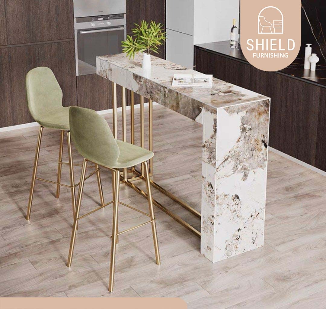 IMAN Modern Marble Bar Table & Stools, Furniture & Home Living