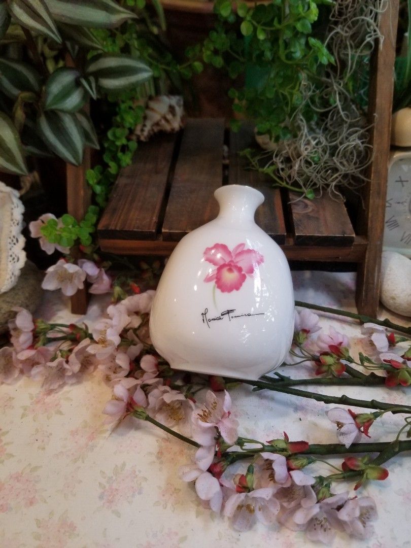 Gorgeous Japanese Vase Black Gold With Pink Orchids Noritake Vase