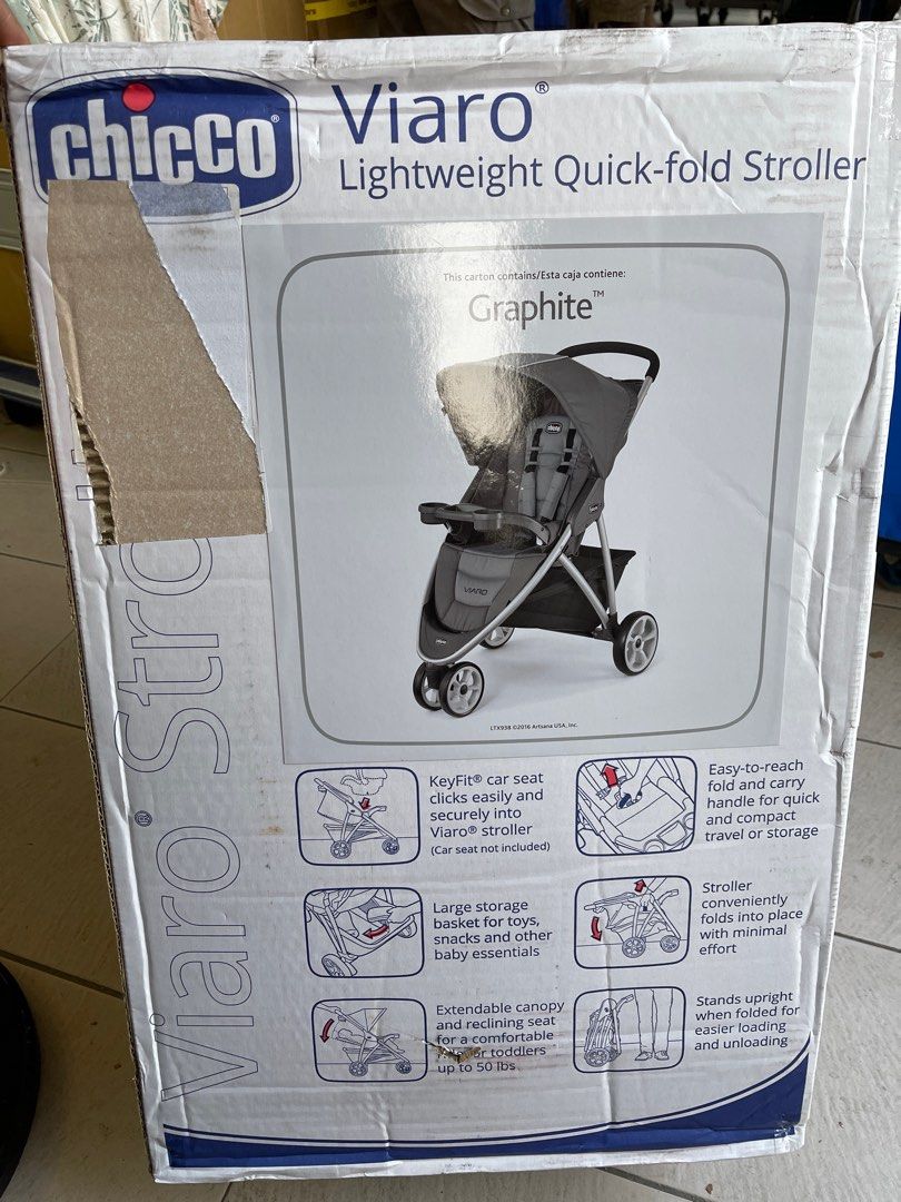 JE CHICCO VIARO GRAPHITE QUICK FOLD STROLLER Babies Kids
