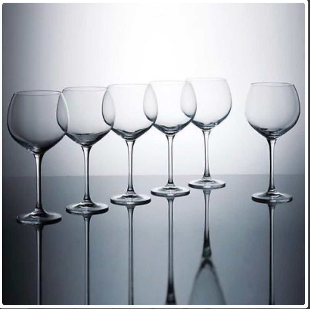 Krosno set of 6 Burgundy wine glasses 570ml, Furniture & Home Living