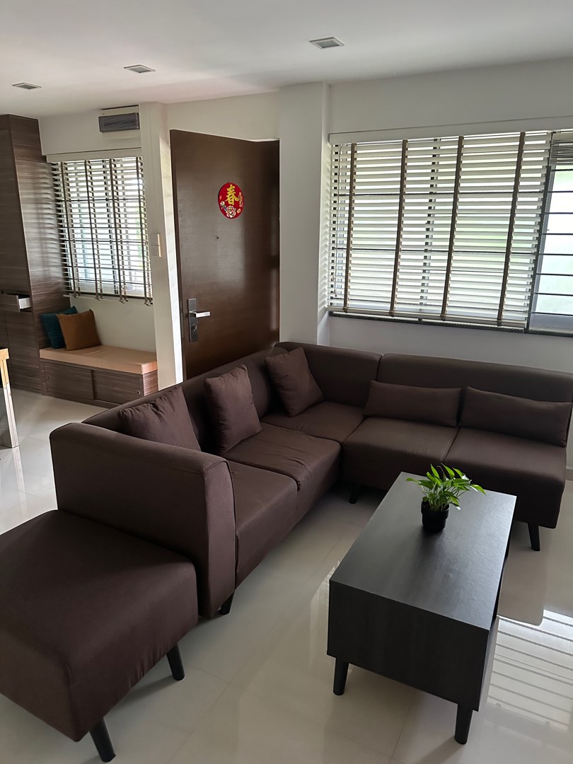 L Shape Sofa and Coffee Table, Furniture & Home Living, Furniture