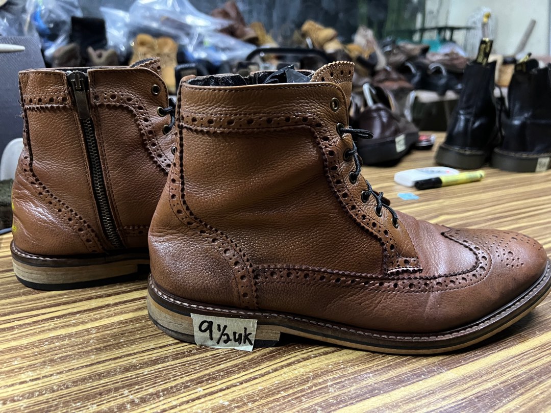 Leather boot zipper wingtip 9.5uk