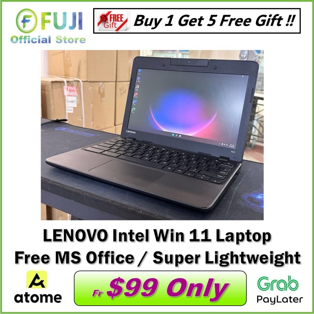 Lenovo Intel Win 11 Laptop Free MS Office Pre installed SSD Drive Refurbished Condition Like New Super Value For Money