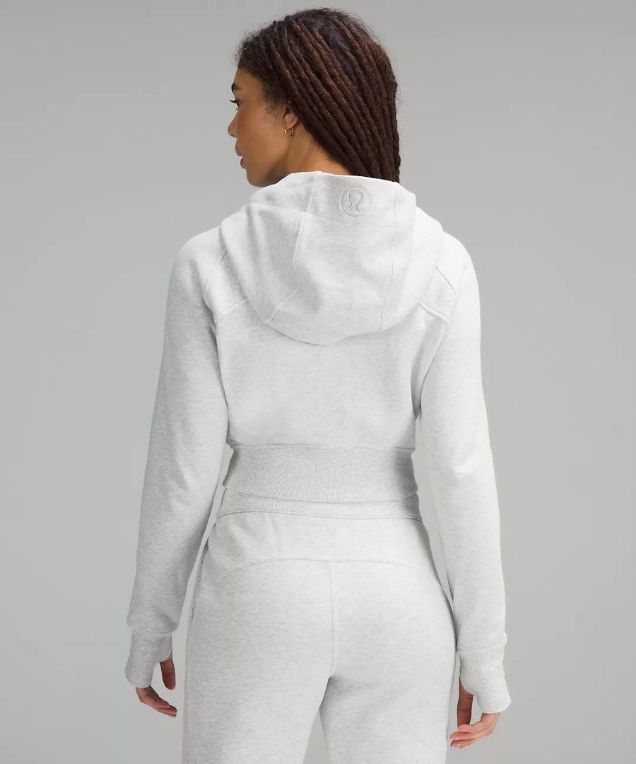 Lululemon Scuba Full-Zip Cropped Hoodie (Grey), Women's Fashion