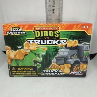 Mainan Anak Snap n Play Dinos VS Trucks velociraptor A Ori Nikko Toys