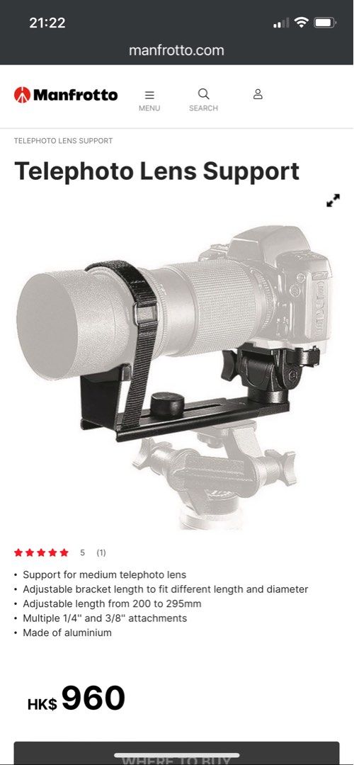 Lens Holder Manfrotto Heavy Telephoto Lens Support With Quick