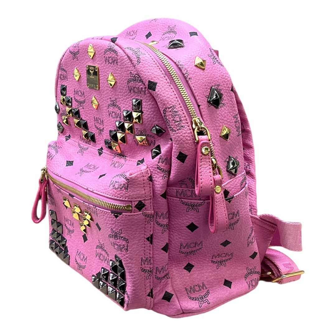 MCM Pink Medium M Stud Backpack H 30cm L 26cm W 12cm0