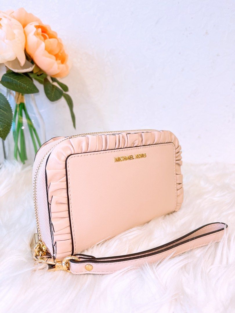 Michael Kors Ruffled Leather Zip Around Wallet Luxury Bags Wallets on Carousell