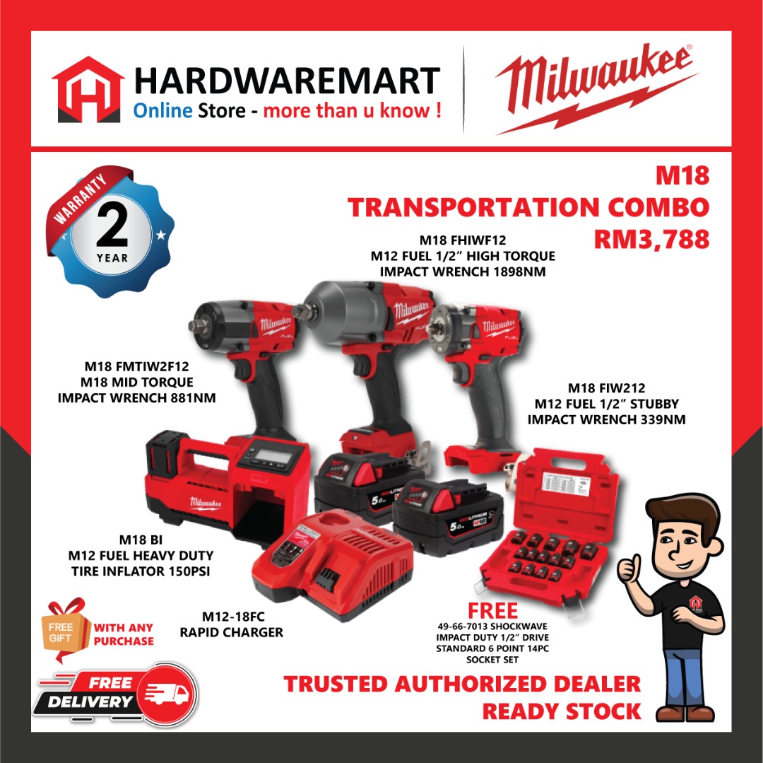 Milwaukee M18 Automotive Mega Combo / M18 Transportation Combo / 5 In 1 Impact Wrench Mega Combo