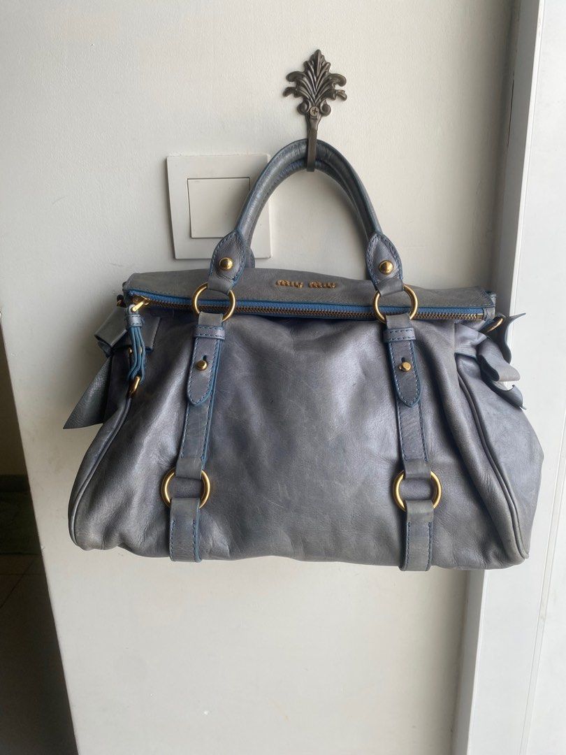 MIU MIU Vitello Lux Bow Bag, Luxury, Bags & Wallets on Carousell