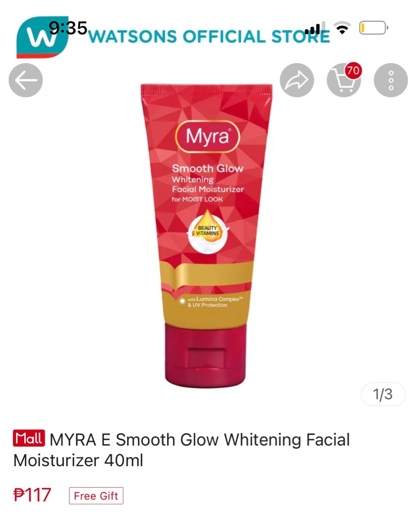 Myra whitening facial moisturizer, Beauty & Personal Care, Face, Face