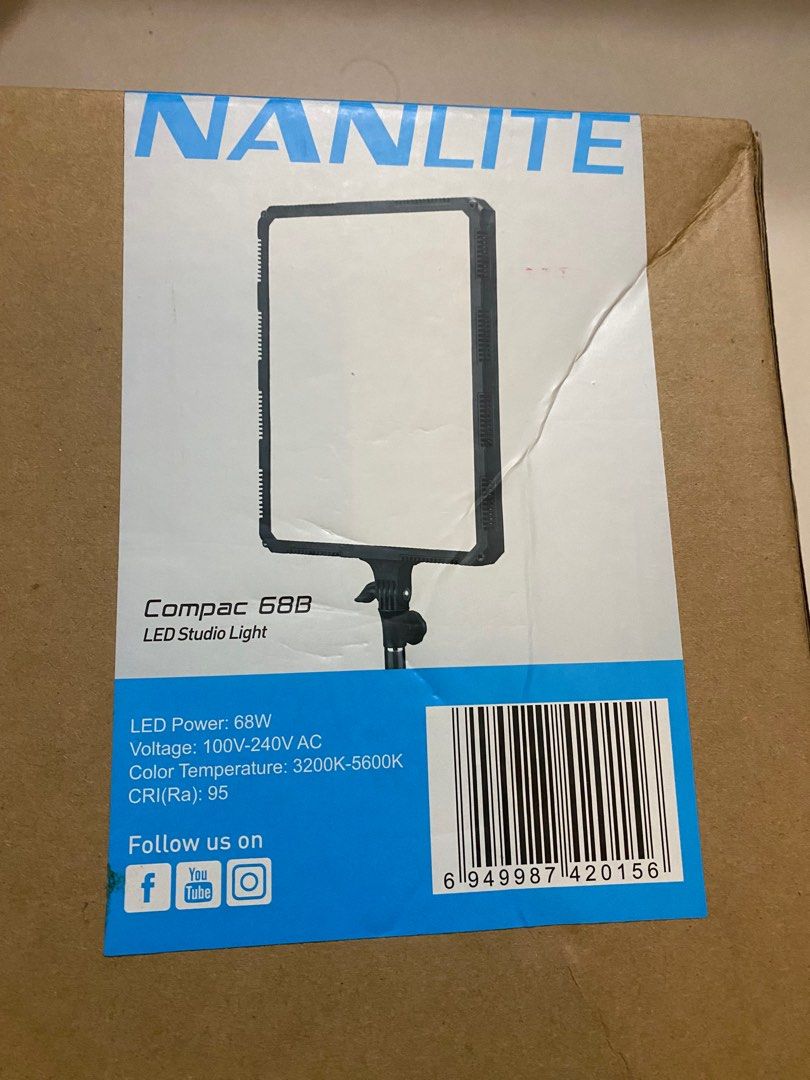 Nanlite Compac 68B LED Studio Light (Category: Lighting & Studio Equipment) located in Paranaque City. Submitted by carsal (Listing ID 1263504683, Image 1). Description: Item used once. Everything working in good condition. Brightness adjustable. This listing includes ONLY THE STUDIO LIGHT. LIGHT STAND IS NOT INCLUDED. Sold separately. Payment is needed before reservation. Payment only thru GCash QR code..