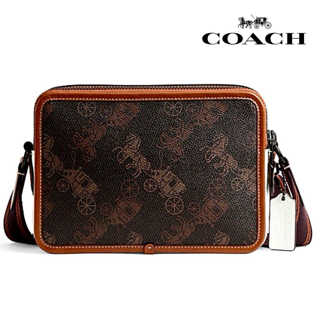 Round hybrid pouch with hot sale horse and carriage print