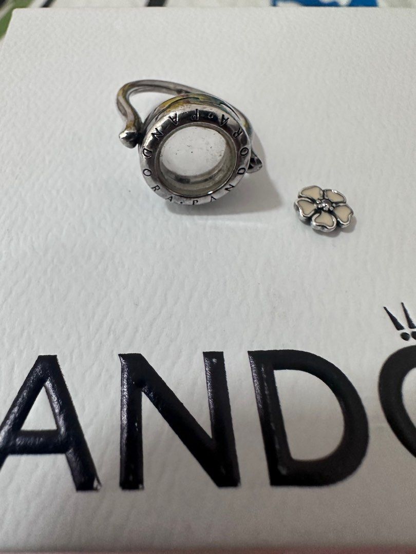 Pandora ring with openable box and mini charm, Women's Fashion