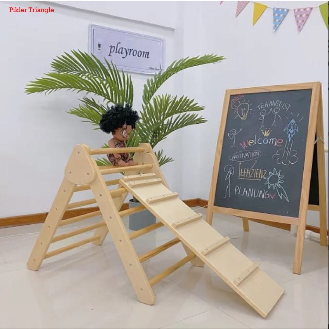 Pikler Triangle With Ramp-Montessori Furniture/2in1/Foldable, Babies ...