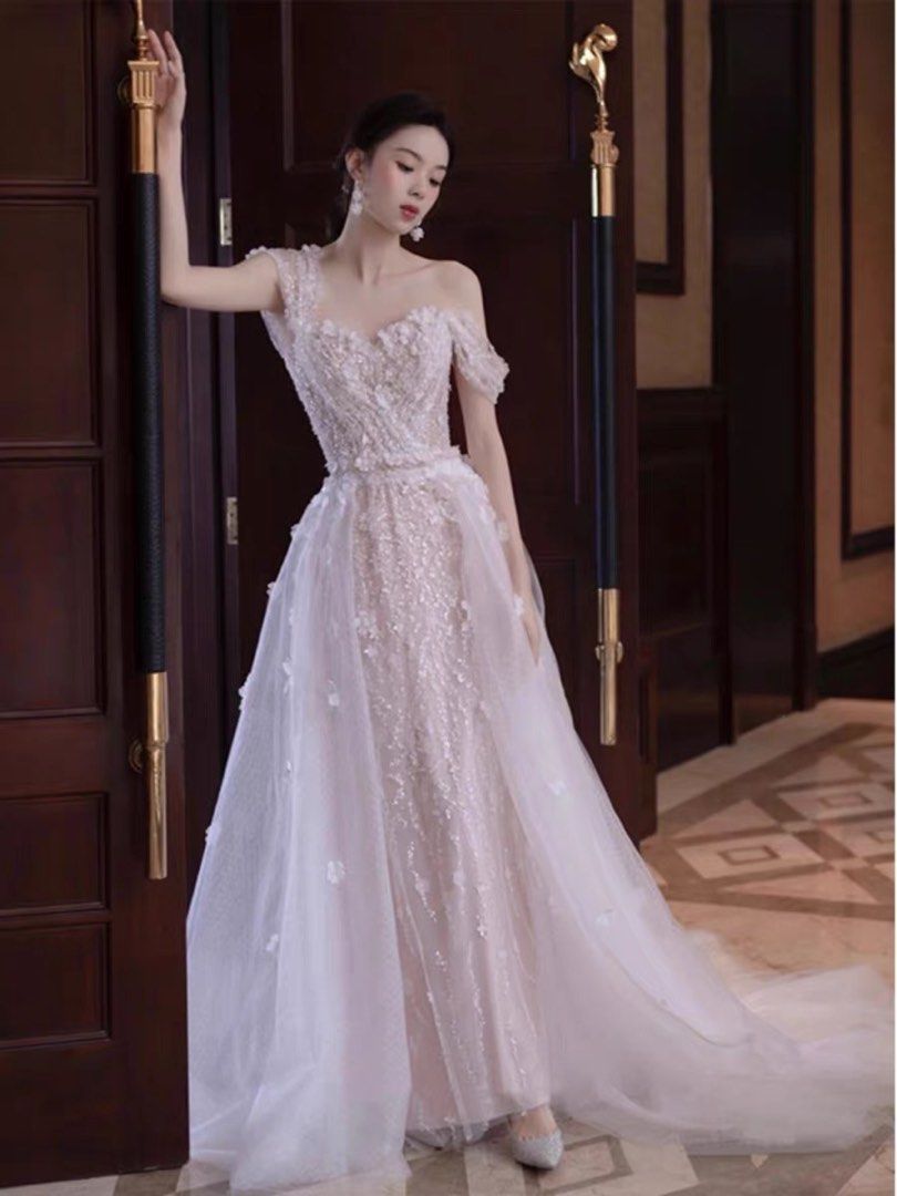 PO up to 3xl White floral lace dress prom party bridal very bridal indeed