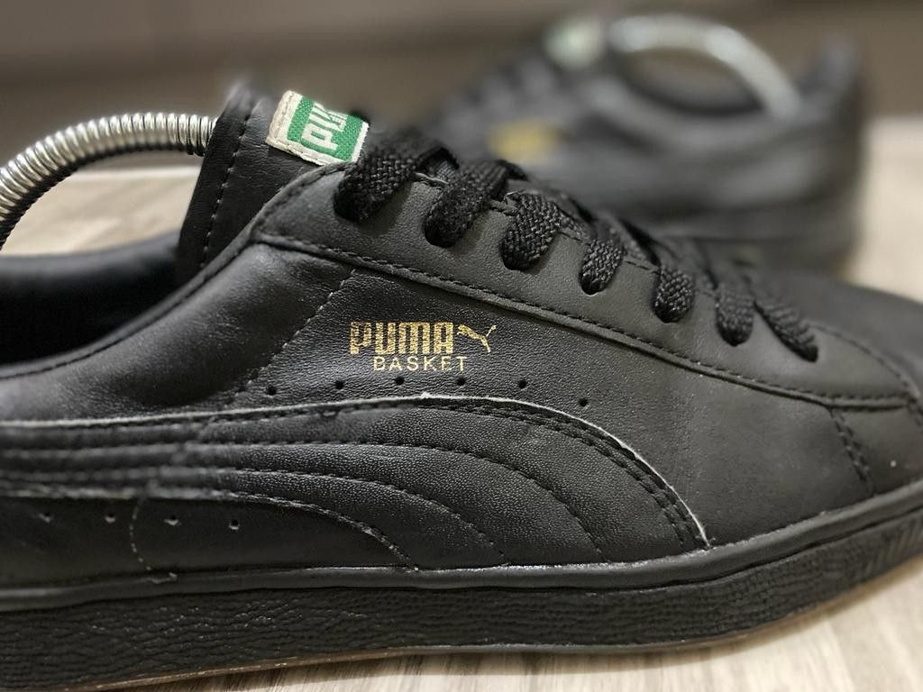 Puma basket all black leather hotsell