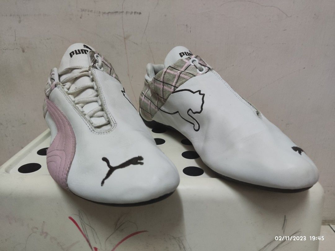 Pink leather pumas hotsell