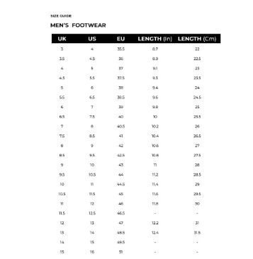 Puma mens shoes hotsell size chart