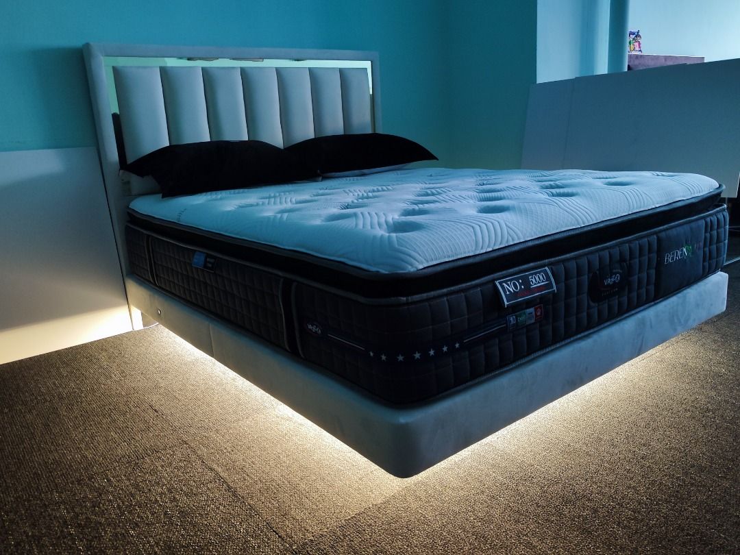 Queen King Floating Divan Bed with LED Lights @ only $750 (Queen Size ...