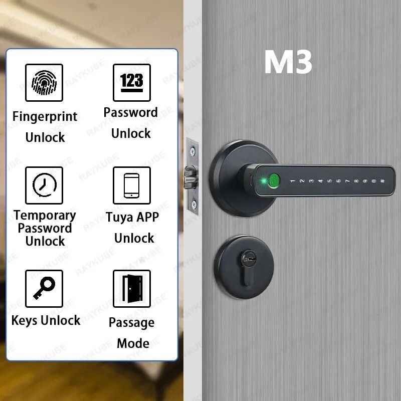 RAYKUBE M3 Tuya BLE Digital Fingerprint Door Lock Electronic Lock with