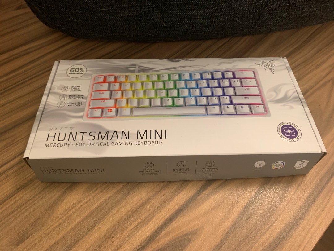 Razer Huntsman Mini Mercury - 60% Optical Gaming Keyboard White (purple ...