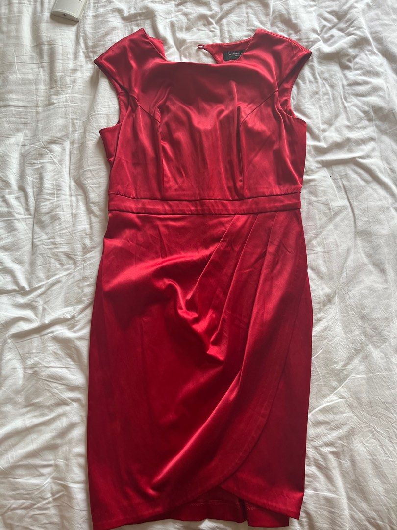 Red satin clearance silk dress