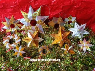 Set of 12 origami Christmas tree ornaments