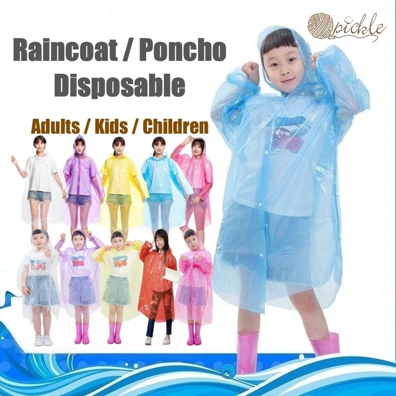 SG SELLER Disposable Adult Kids Children Unisex Thick Raincoat