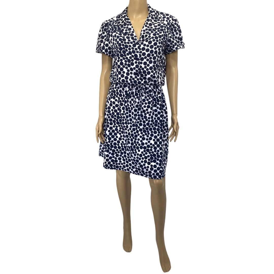 Shelby Palmer Vintage White Blue Dotted Dress Women s Fashion