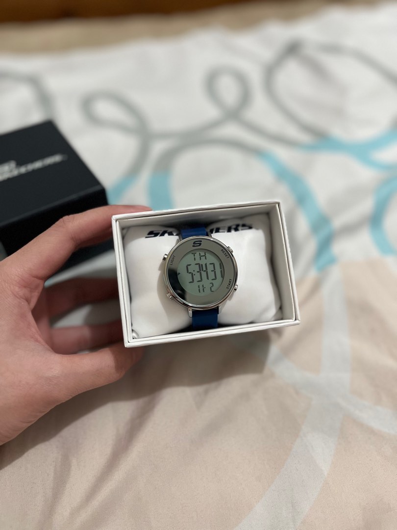 Skechers Magnolia Navy Blue Silicone Digital Watch Women s