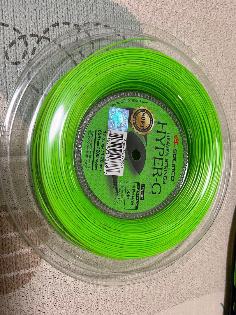 Solinco Hyper-G soft 17G 1.20mm tennis string reel, Sports Equipment,  Sports & Games, Racket & Ball Sports on Carousell