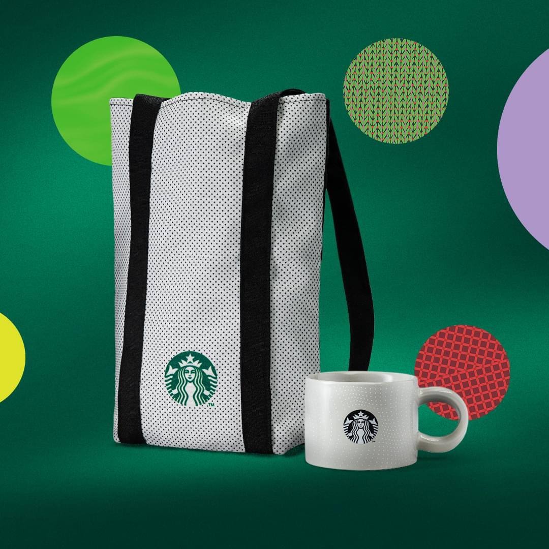 STARBUCKS 2024 Warm Grey Mug and Polka Tote Bag, Women's Fashion, Bags