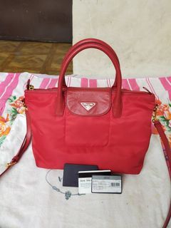 Prada Shopping Tote Tessuto Saffiano Red in Nylon with Gold-tone - US