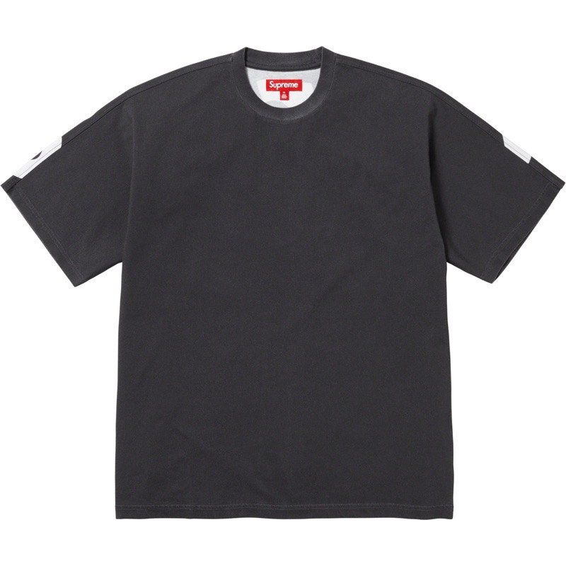 L Supreme split s/s top black 黒 Tee-