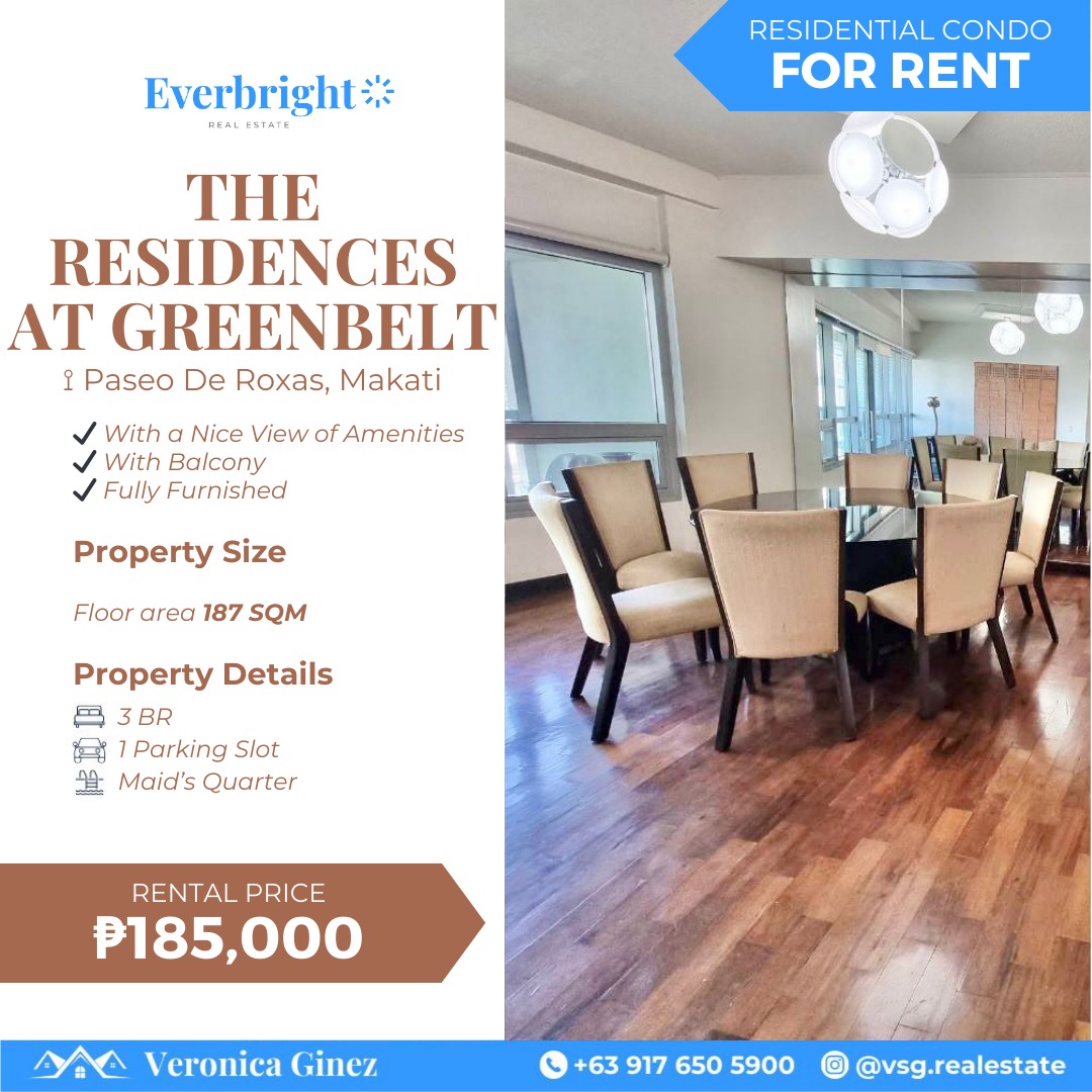 The Residences at Greenbelt Makati 3BR Unit For Rent, Property