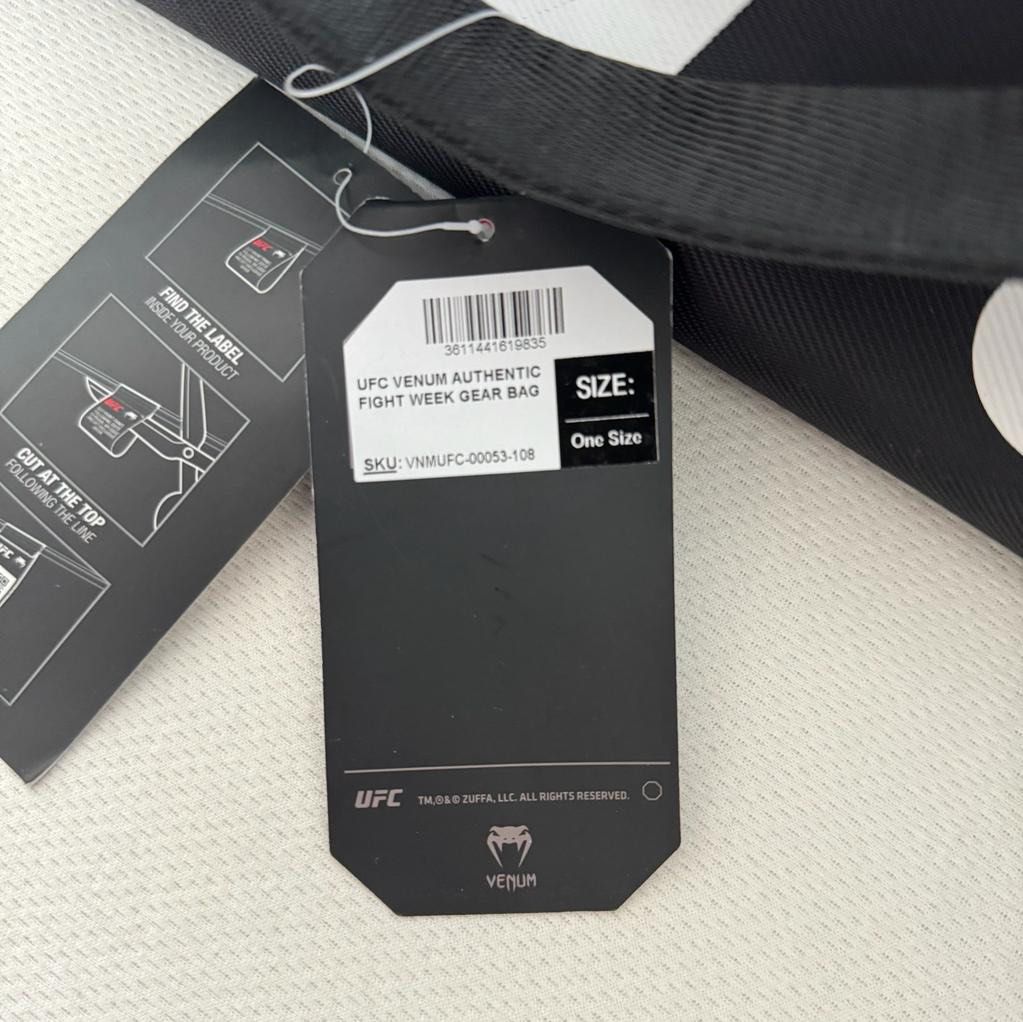 UFC AUTHENTIC FIGHT WEEK BLACK/WHITE VENUM BAG, Men's Fashion, Bags