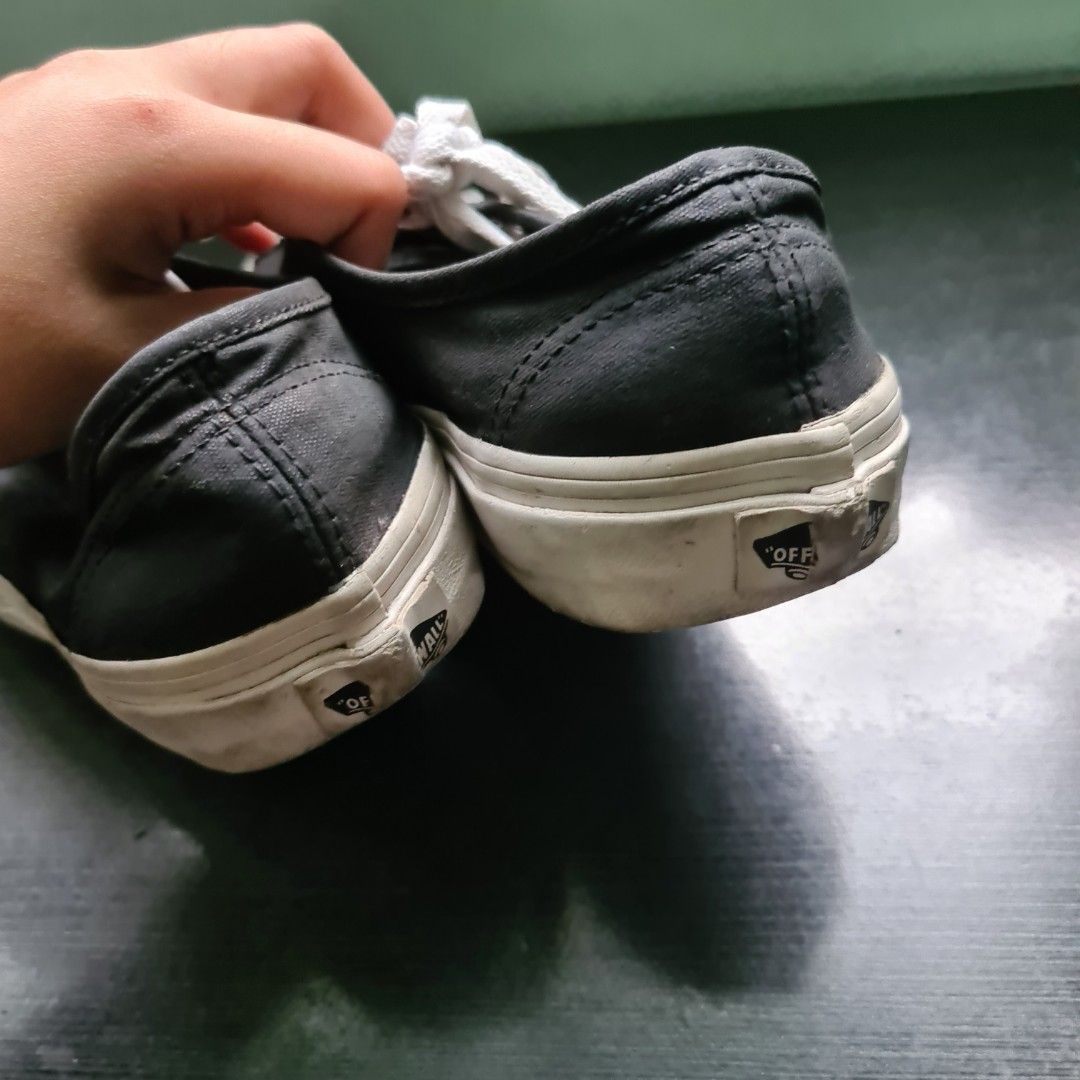 Vans Black Shoes rubber sneaker low cut canvas (Category: Sneakers) located in Antipolo. Submitted by r_shopp (Listing ID 1263516629, Image 3). Description: Make Offer! °painted over original design °Kasya sa mas maliit °cracks sa rubber Strictly payment first!.