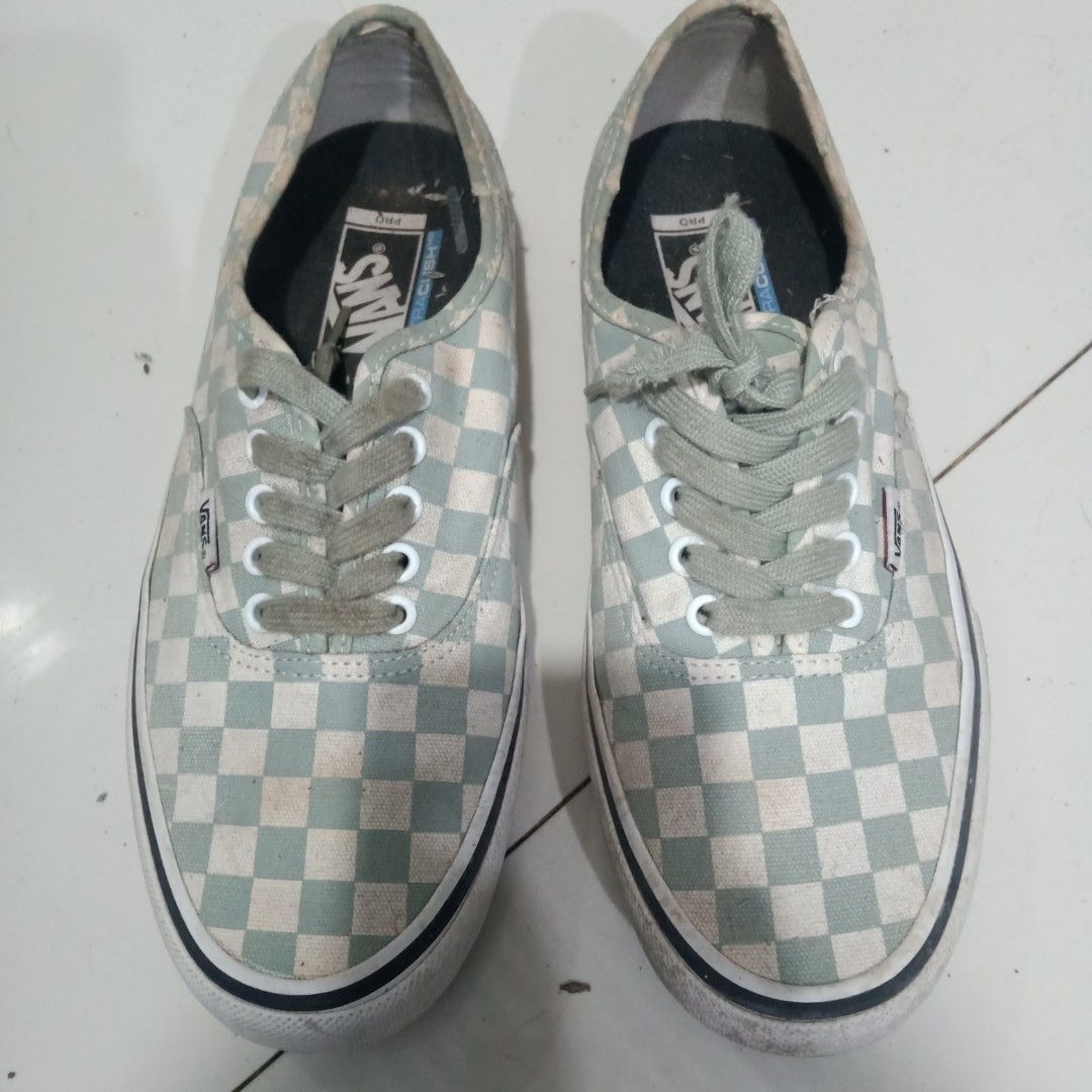 Vans Mint Green Checkered Lace Up 8.5