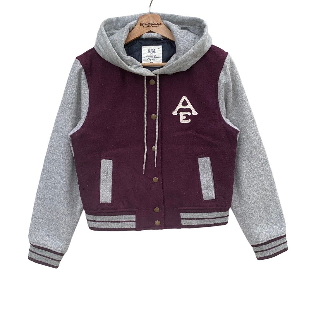 Vintage American Eagle Hooded Varsity Jacket