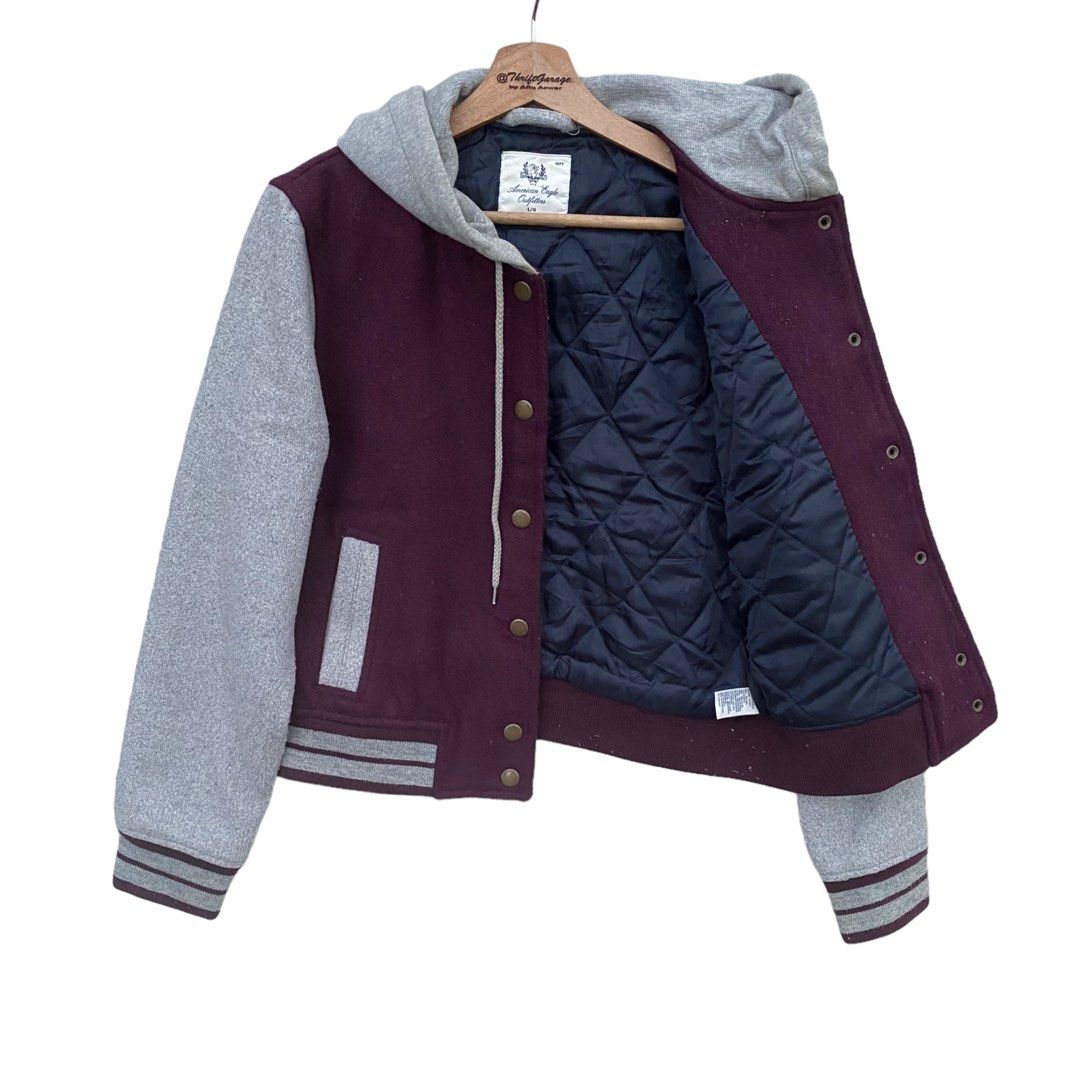 Vintage American Eagle Hooded Varsity Jacket Men s Fashion Coats Jackets and Outerwear on Carousell