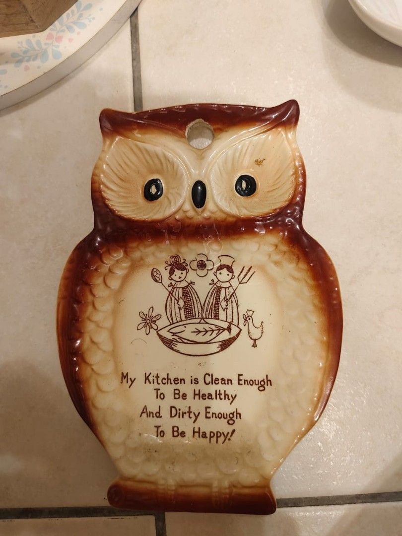 Vintage Ceramic Owl Spoon Rest, Furniture & Home Living, Kitchenware