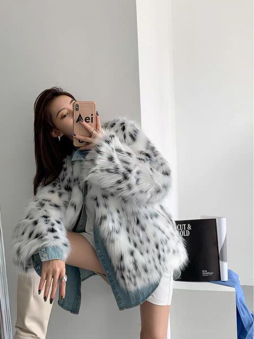 White grey fur deals coat
