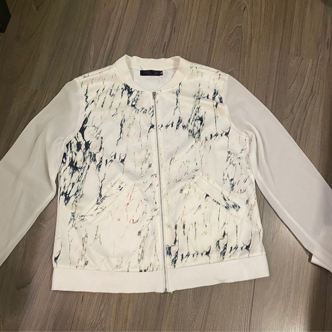 White Jacket with Mesh Translucent Sleeves