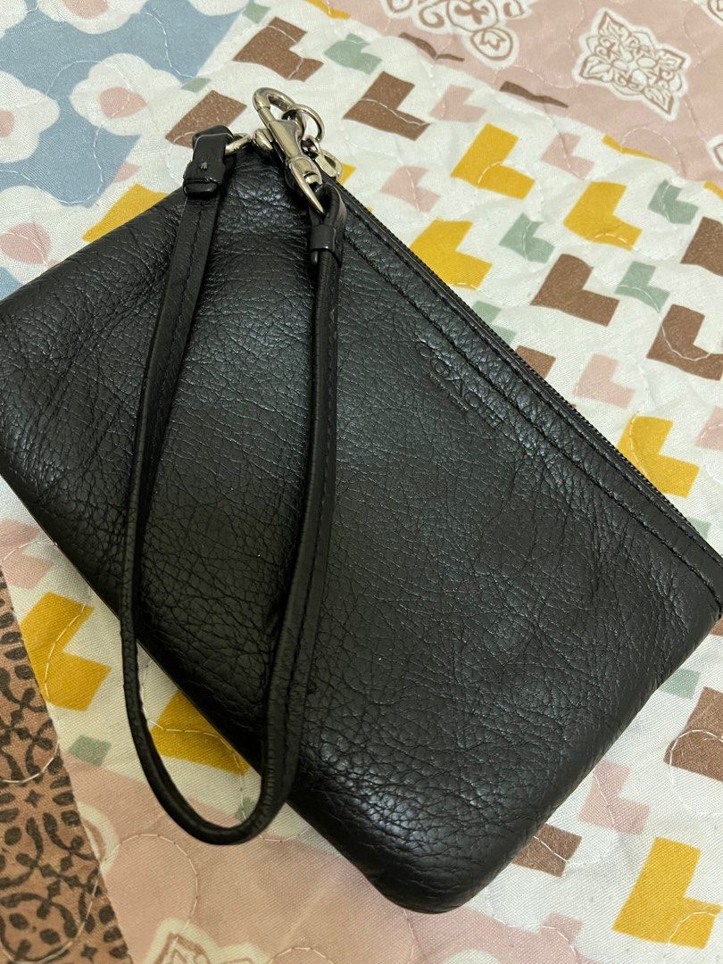 Black leather online coach wristlet