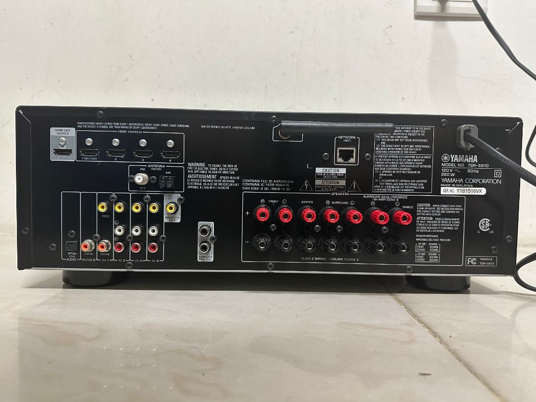 YAMAHA TSR 5810 收音劇院 7.2 環繞擴大機 4K 藍光 /HDMI WIFI 藍芽 有原廠遙控器/定位麥克風, 耳機及錄音
