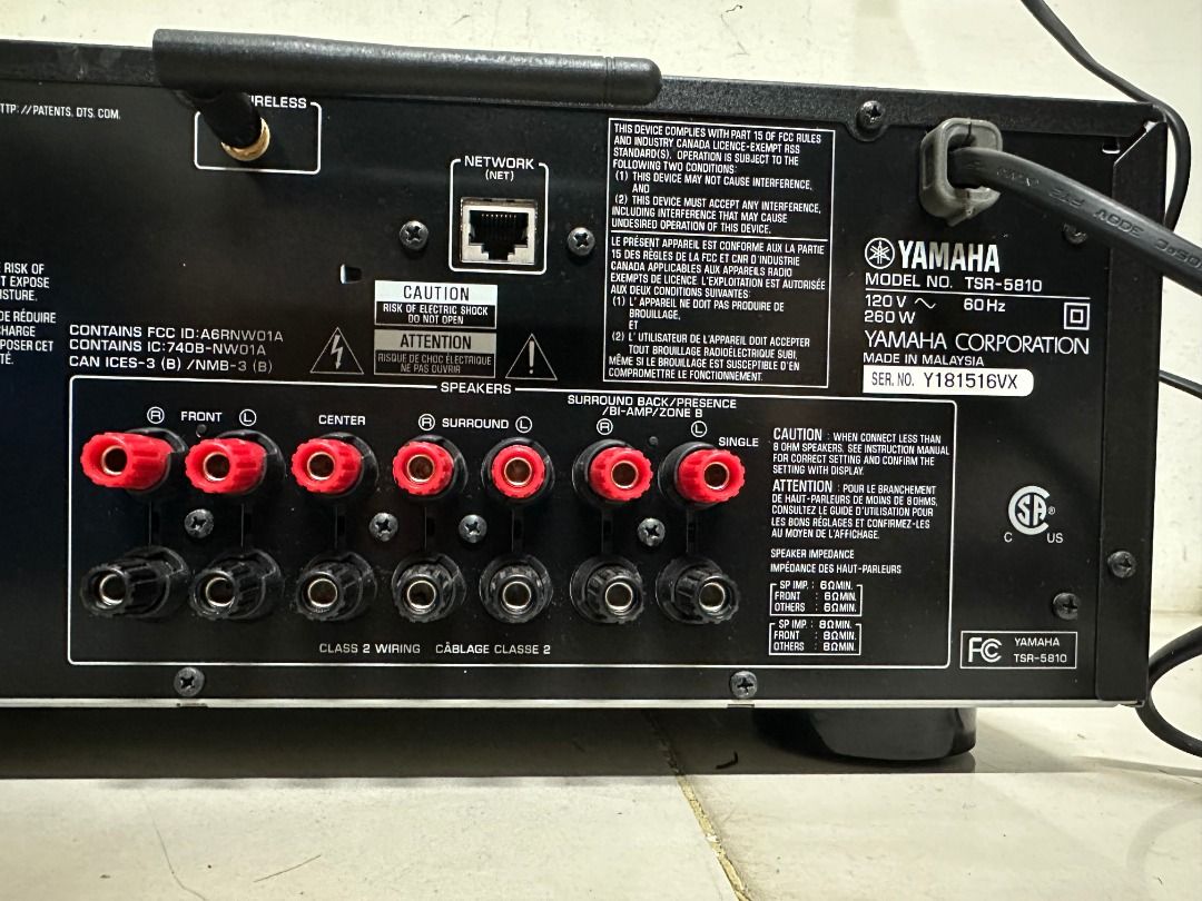YAMAHA TSR 5810 收音劇院 7.2 環繞擴大機 4K 藍光 /HDMI WIFI 藍芽 有原廠遙控器/定位麥克風, 耳機及錄音
