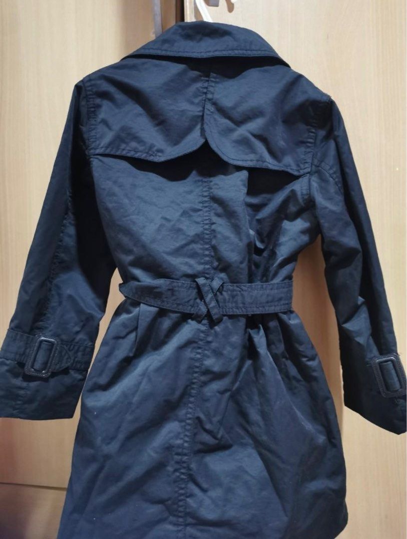 Zara girls black trench coat, Babies & Kids, Babies & Kids Fashion on