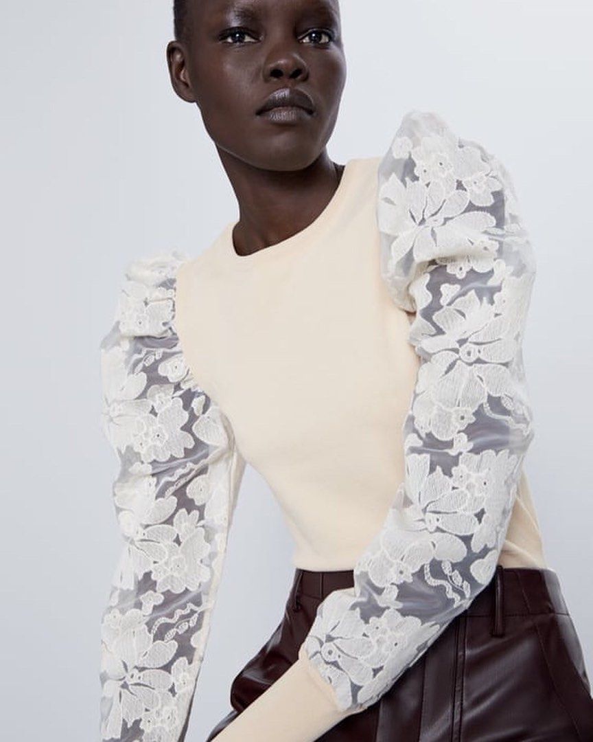Zara tops organza knit rajut Fesyen Wanita Pakaian Wanita